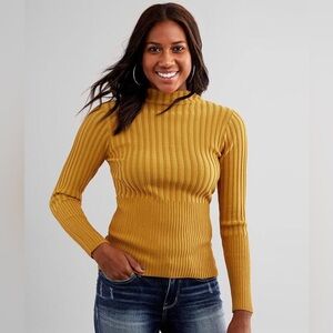 Buckle Red by BKE Two Tone Ribbed Sweater in Mustard